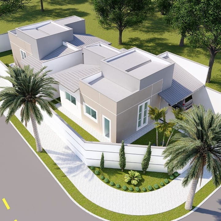 Perspectiva aérea do residencial geminado em Palmas, parceria de André Gaipo e Menandro